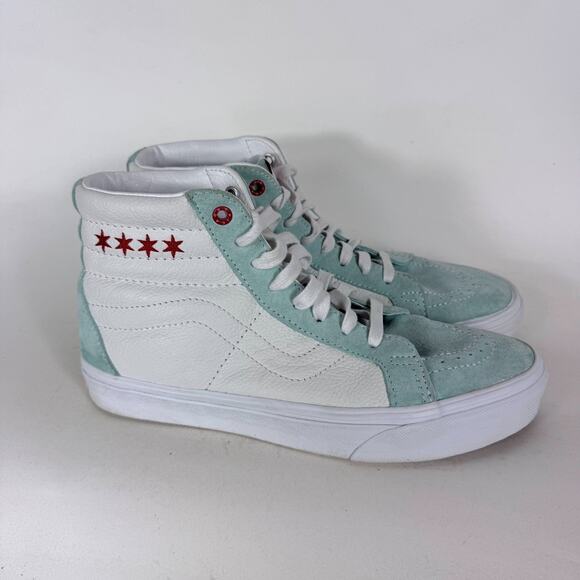 Vans Sk8-Hi Reissue Chicago Edition Athletic Sneakers Womens 9.5 Aqua White - Picture 2 of 11